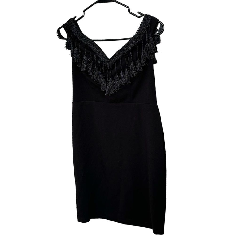 NWT Nasty Gal Black Gravity Tassel Dress Size M - Picture 6 of 13